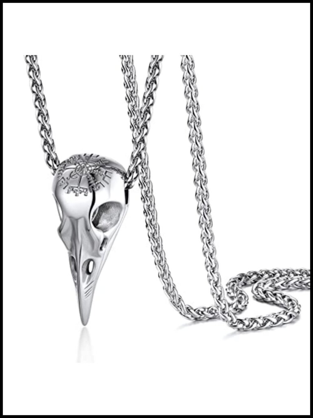 PROSTEEL Raven Skull Necklace 316L Stainless Steel Wheat Chain Men's Viking